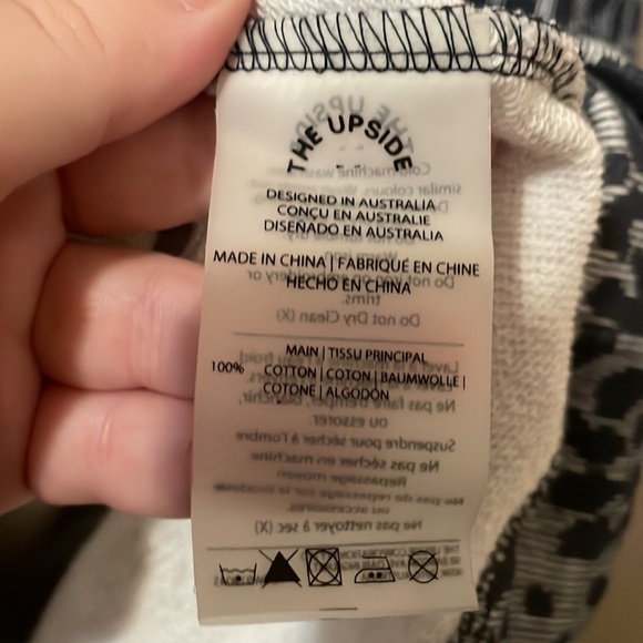 The Upside Blue Leopard Print Mock Neck Drawstring Hoodie Sweatshirt - Picture 6 of 10